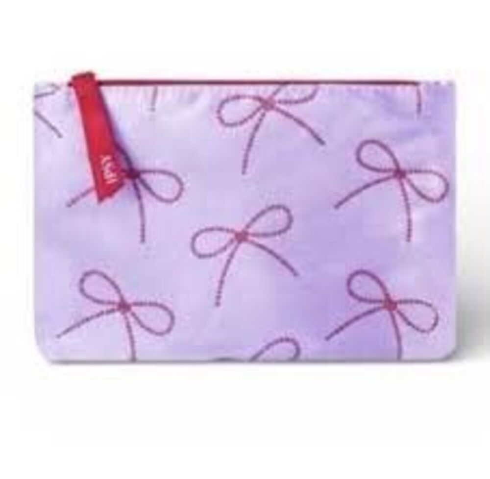 New Ipsy Glam Bag Wrapped in Sparkle Holiday Bow Print Makeup Accessory Bag